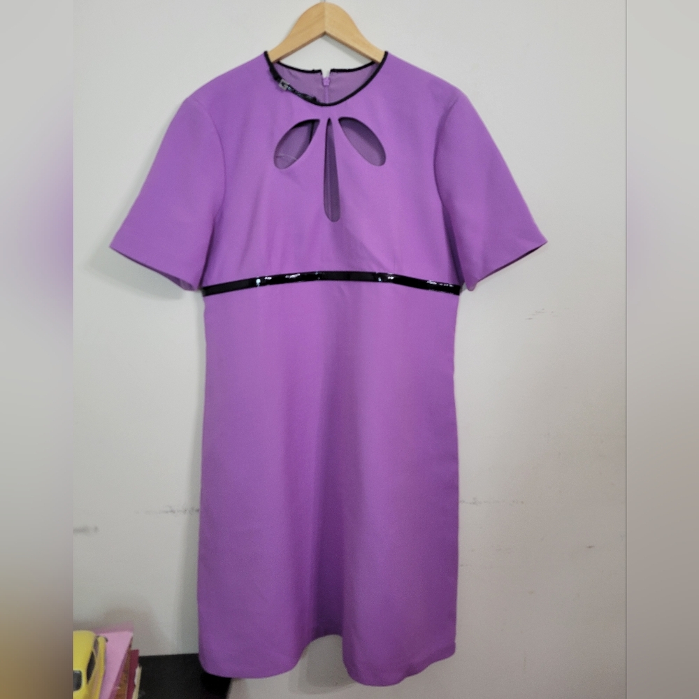 Womens Gucci wool silk sheath dress with cut out detail purple NWT size 48